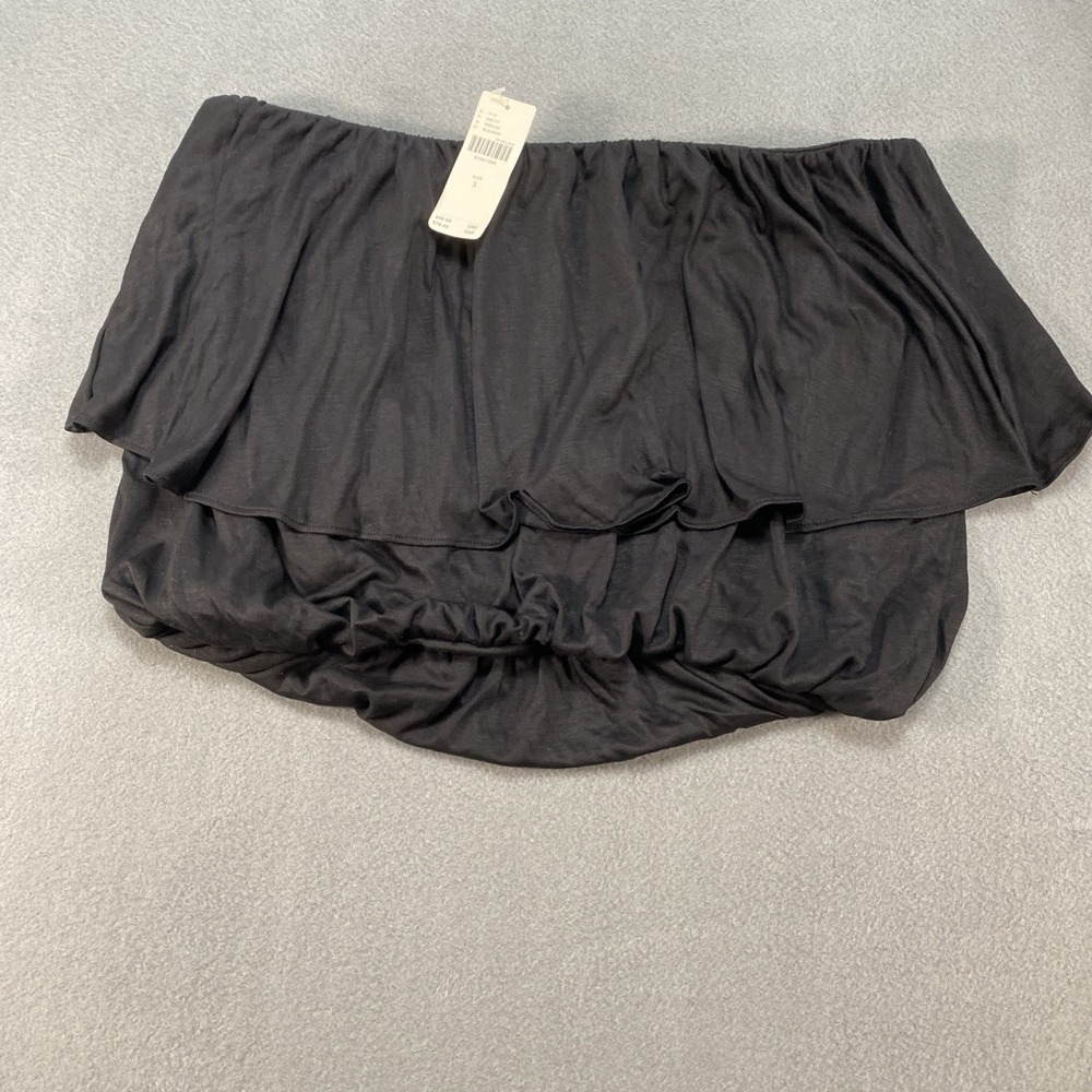 NWT Anthropologie Black Ruffle Cropped Tube Top Women's S Cottagecore Whimsigoth